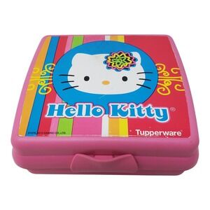 Tupperware Hello Kitty Pink Hard Lunch Box Container 2010 Sanrio Snack Sandwich